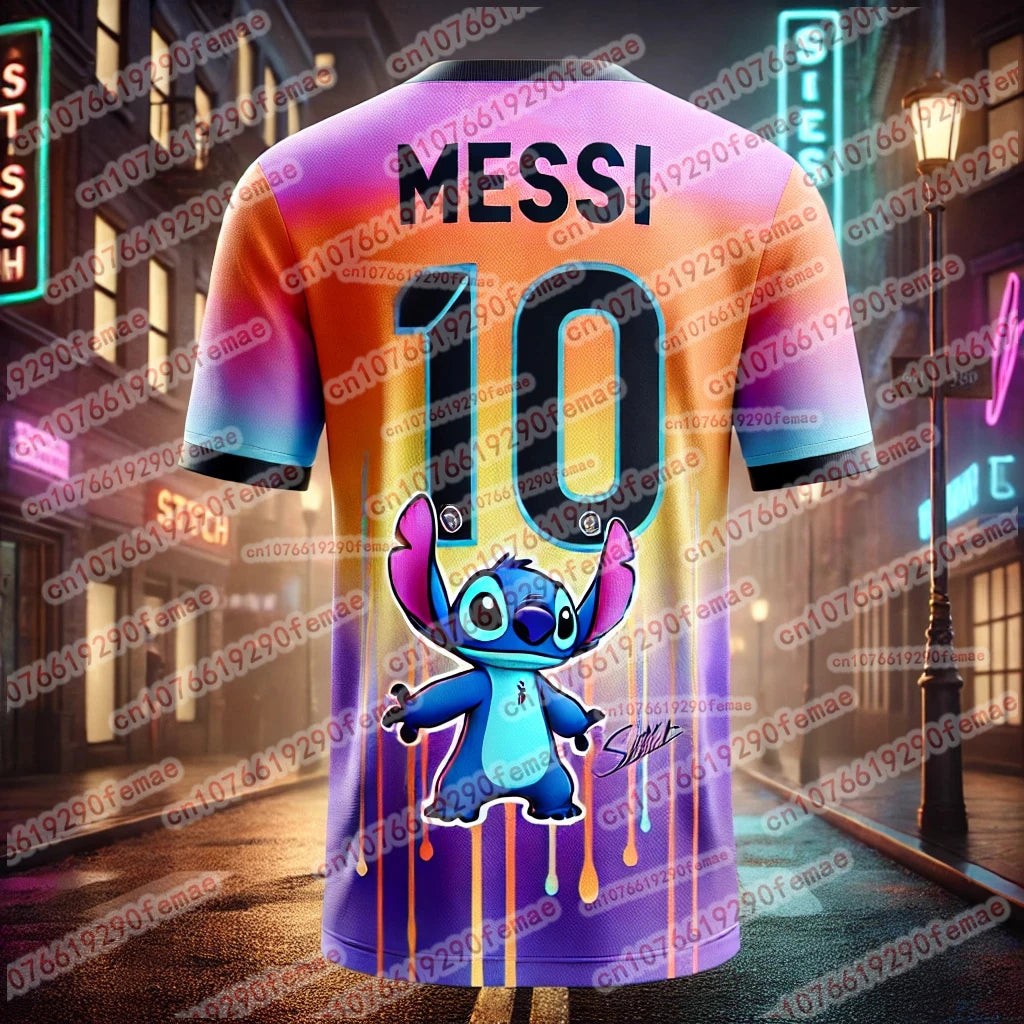 ⚽ Stitch & Messi Kinder/Erwachsenen T-Shirt – Schnelltrocknendes Sport Shirt für alle