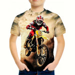 🏍️ 3D Motorrad Kinder T-Shirt – Cooles Sommer Kurzarm Shirt für Jungen