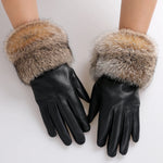 ✨ Damen Luxus-Lederhandschuhe – Echtes Schaffell mit Kaninchenfell-Manschette & warmem Fleecefutter🧤