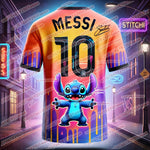 ⚽ Stitch & Messi Kinder/Erwachsenen T-Shirt – Schnelltrocknendes Sport Shirt für alle
