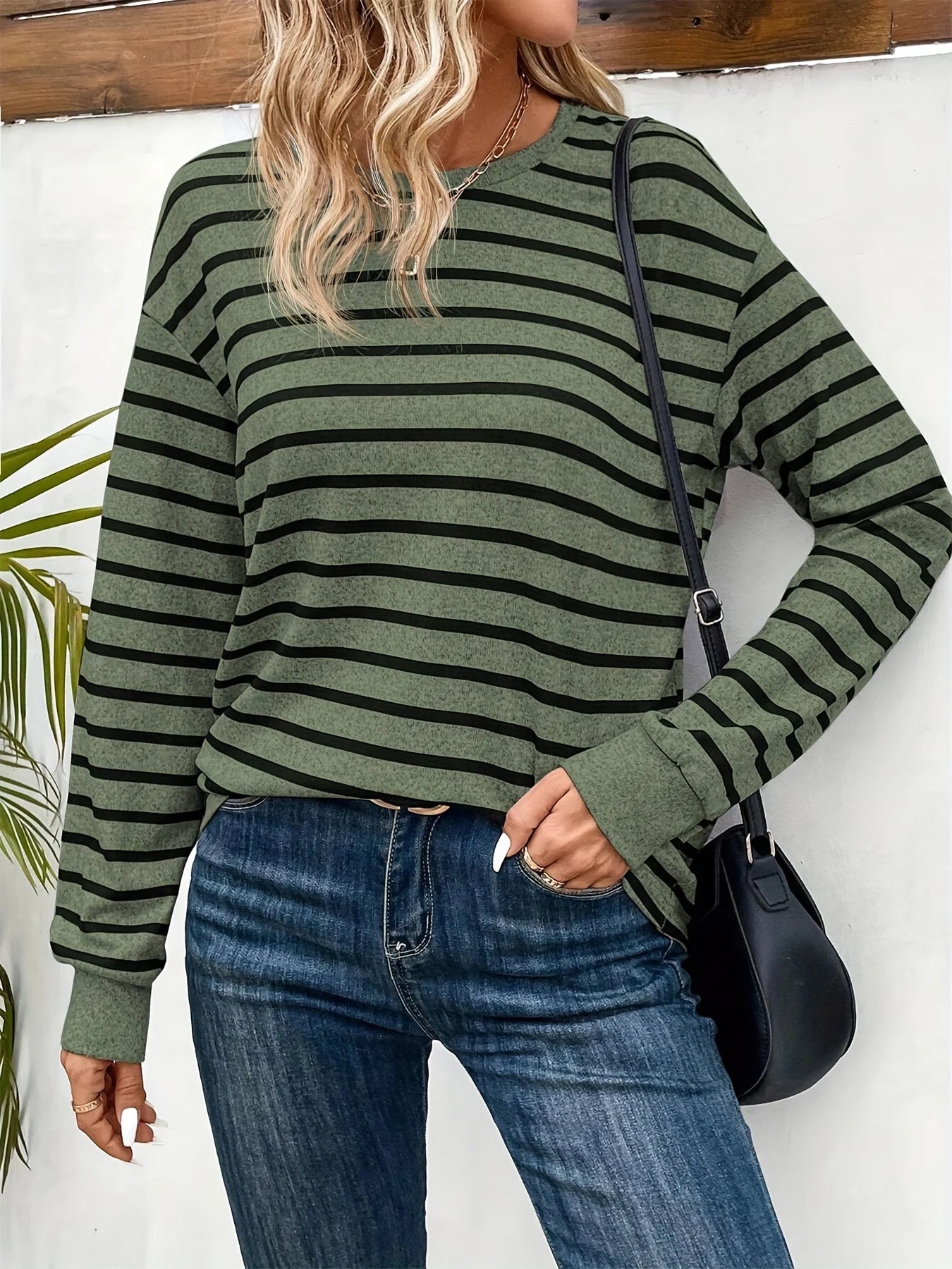 🌼Gestreiftes Damen Langarmshirt – Rundhals • Weich & Lässig für Frühling & Herbst