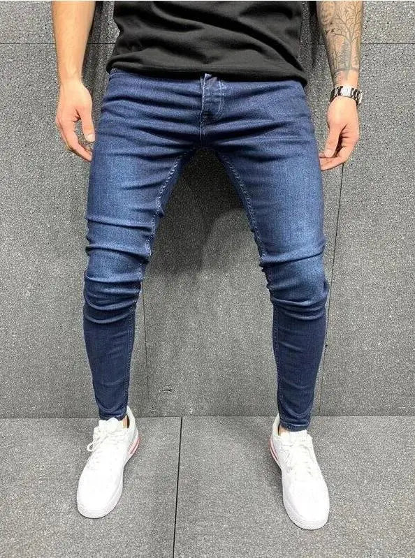 👖 Herren Slim Fit Jeans – Vintage Waschung, Street Style & Zerrissener Denim Look