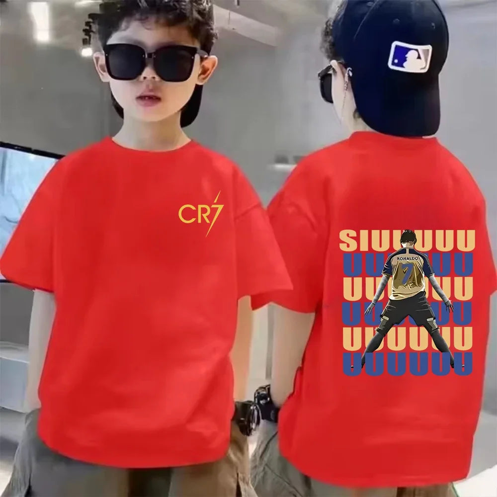 ⚽ CR7 Ronaldo Kinder T-Shirt – Atmungsaktives Baumwoll Sommer Shirt für Jungen & Mädchen