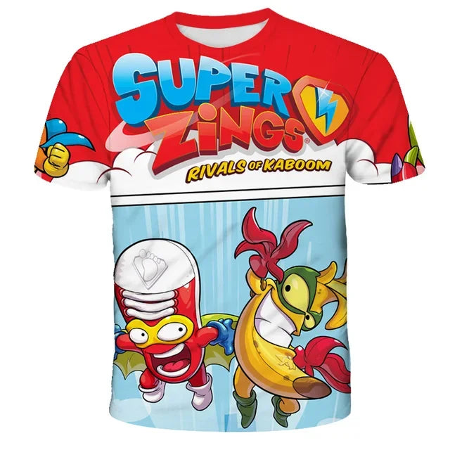 🦸‍♂️ SuperZings Kinder T-Shirt – Buntes Anime & Spiel Streetwear Shirt für Jungen & Mädchen