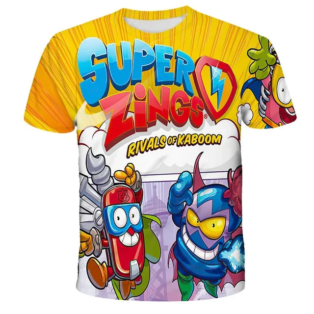 🦸‍♂️ SuperZings Kinder T-Shirt – Buntes Anime & Spiel Streetwear Shirt für Jungen & Mädchen