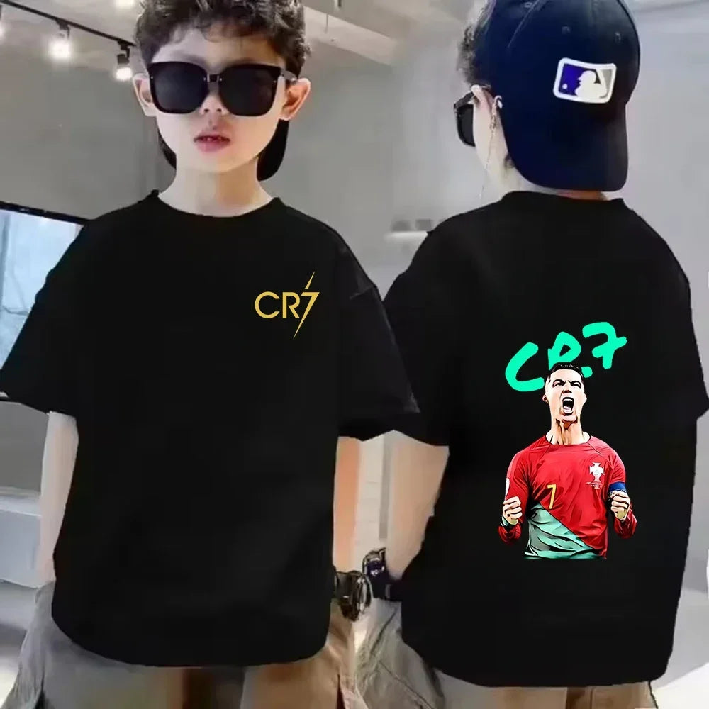 ⚽ CR7 Ronaldo Kinder T-Shirt – Atmungsaktives Baumwoll Sommer Shirt für Jungen & Mädchen