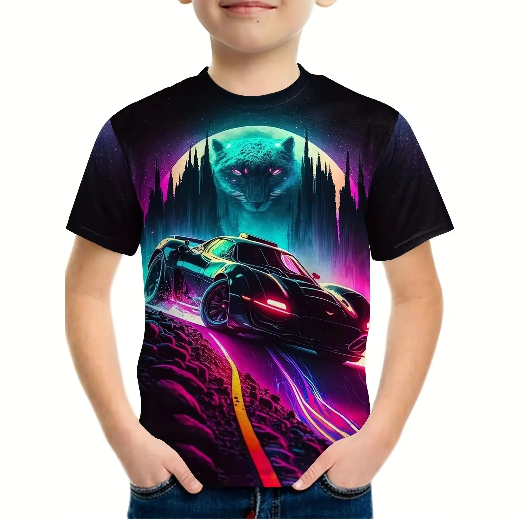 🏍️ 3D Motorrad Kinder T-Shirt – Cooles Sommer Kurzarm Shirt für Jungen