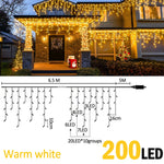✨LED Eiszapfen-Lichterkette – 6,5 / 20 m • 200 LEDs • 40 Tropfen • 8 Modi • IP44 wasserdicht
