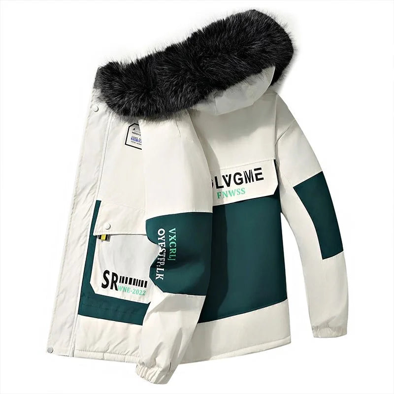 ❄️Herren Winter-Fleece– Sportjacke mit Kunstpelz-Kapuze