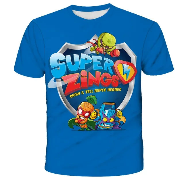 🦸‍♂️ SuperZings Kinder T-Shirt – Buntes Anime & Spiel Streetwear Shirt für Jungen & Mädchen