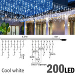 ✨LED Eiszapfen-Lichterkette – 6,5 / 20 m • 200 LEDs • 40 Tropfen • 8 Modi • IP44 wasserdicht