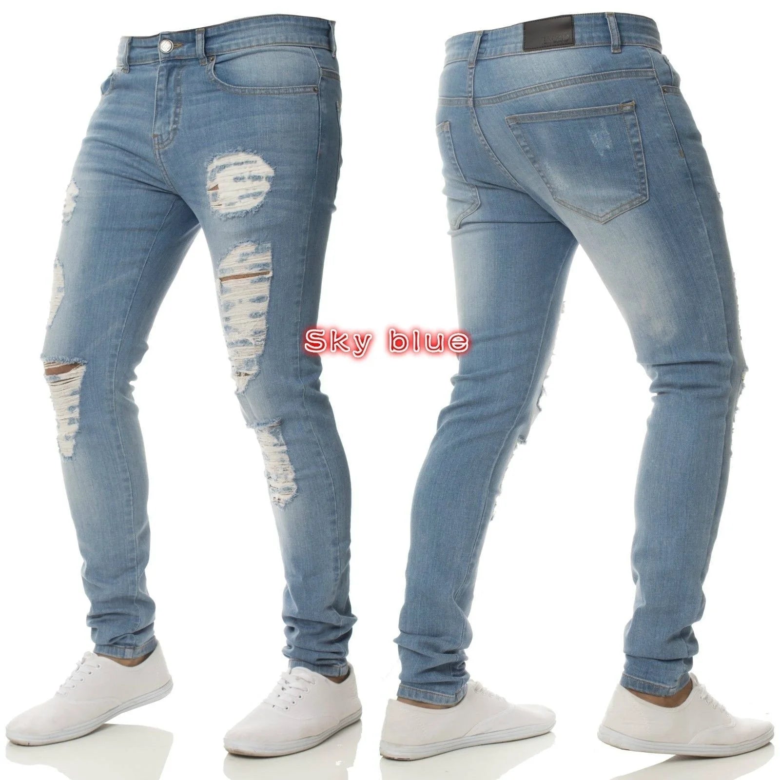 👖 Herren Slim Fit Jeans – Vintage Waschung, Street Style & Zerrissener Denim Look