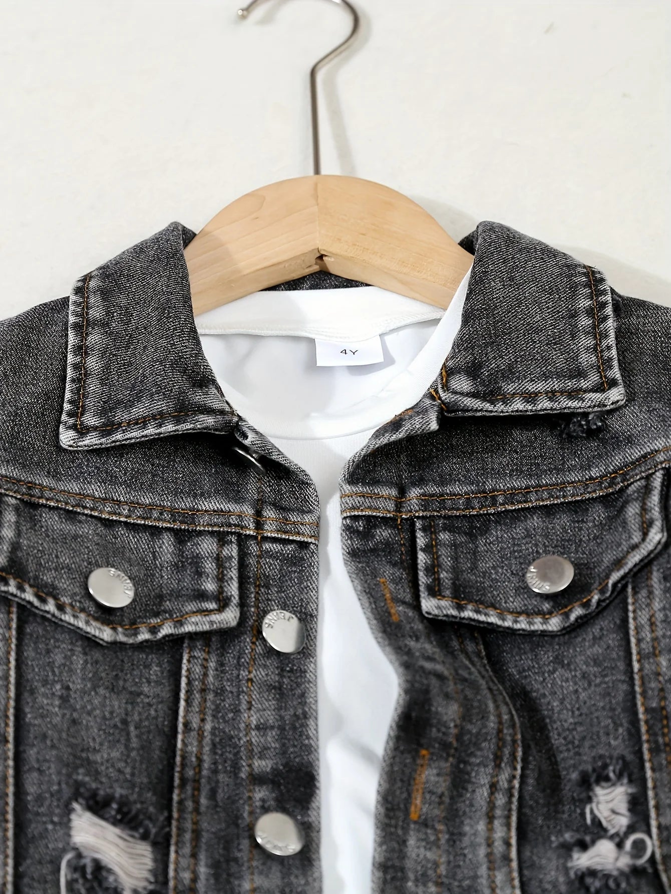 🔖3-teiliges Jungen-Jeansset – Herbst & Winter | Modische Jeansjacke + Zerrissene Jeans + Rundhals-Shirt