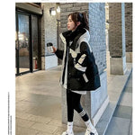 🖤Damen Winter Parka – Schwarze mittellange Baumwolljacke mit Kapuze (Korean Style)