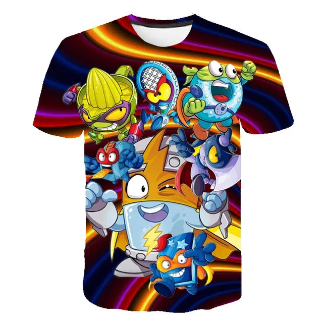 🦸‍♂️ SuperZings Kinder T-Shirt – Buntes Anime & Spiel Streetwear Shirt für Jungen & Mädchen
