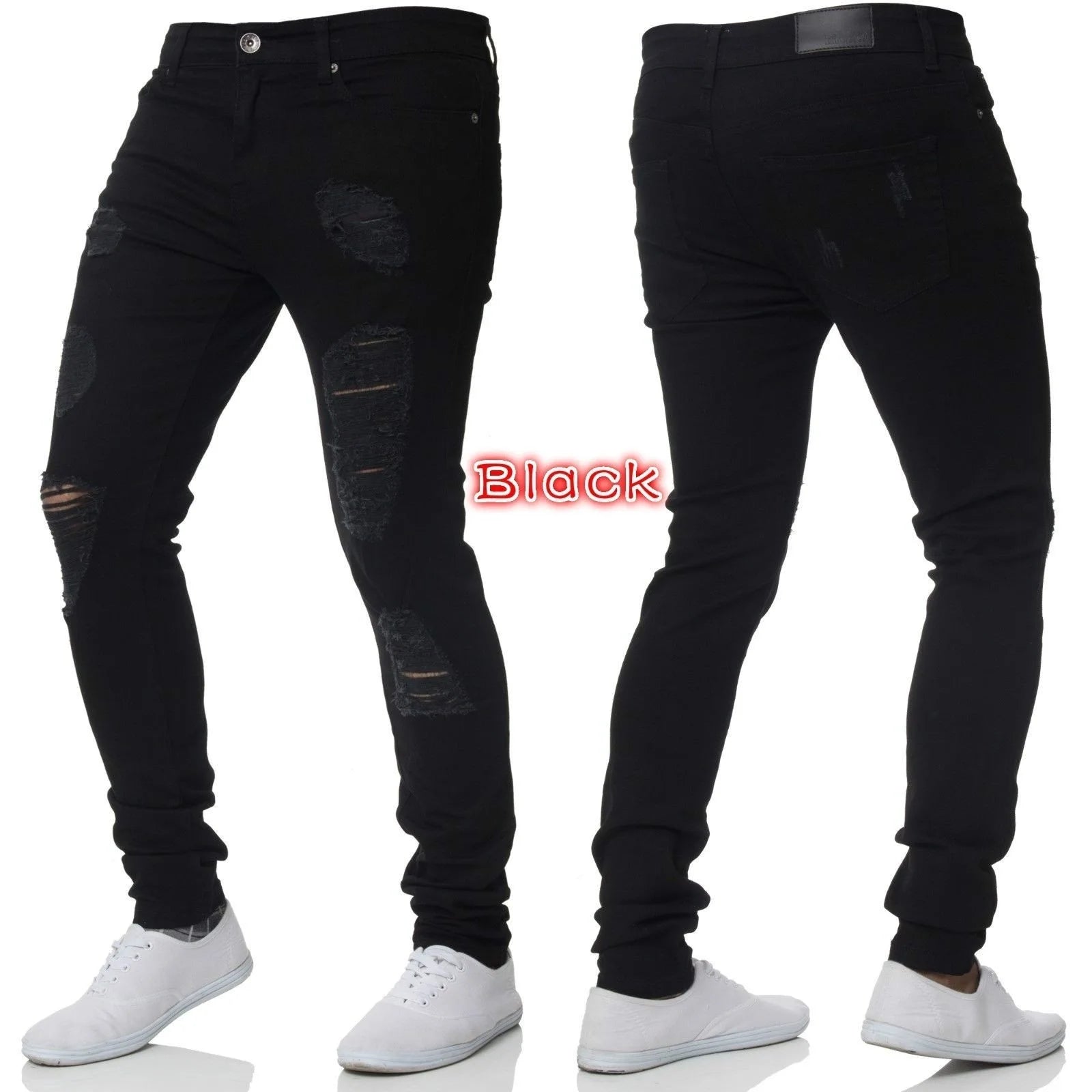 👖 Herren Slim Fit Jeans – Vintage Waschung, Street Style & Zerrissener Denim Look