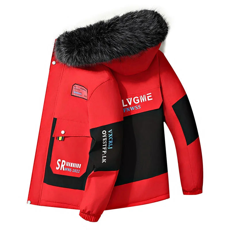 ❄️Herren Winter-Fleece– Sportjacke mit Kunstpelz-Kapuze