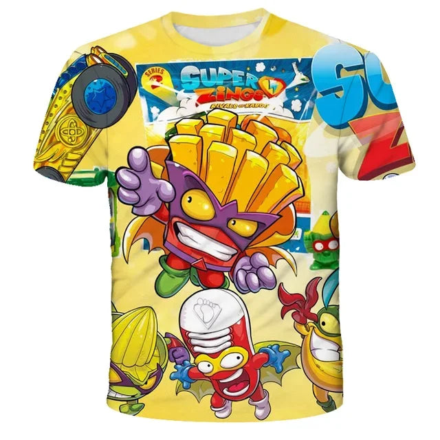 🦸‍♂️ SuperZings Kinder T-Shirt – Buntes Anime & Spiel Streetwear Shirt für Jungen & Mädchen