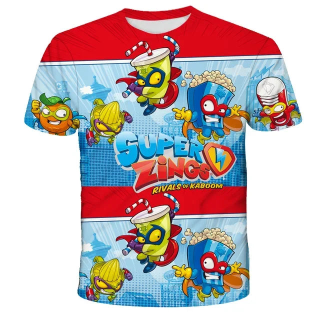 🦸‍♂️ SuperZings Kinder T-Shirt – Buntes Anime & Spiel Streetwear Shirt für Jungen & Mädchen