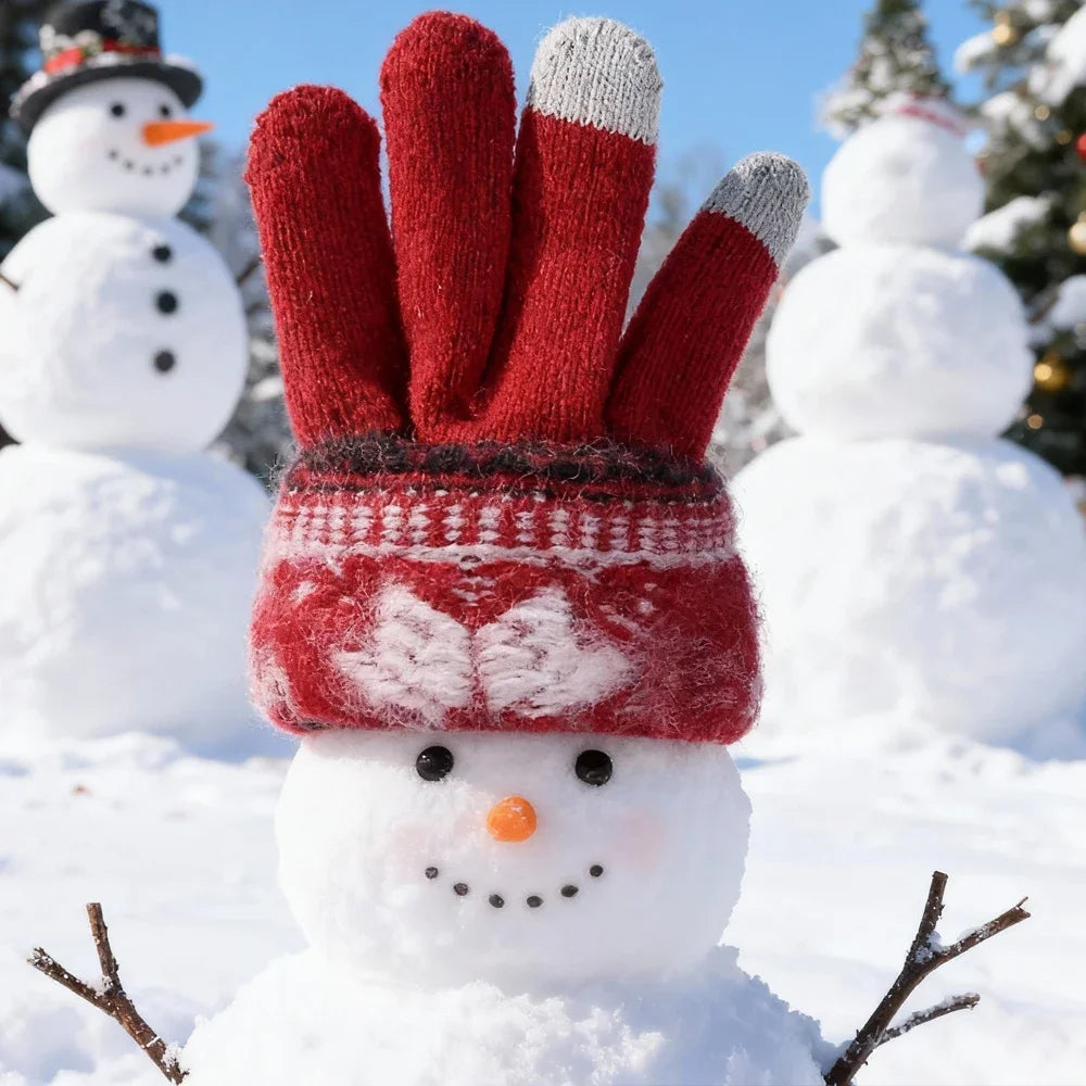 ❄️Winter-Strickhandschuhe mit Schneeflocken – warm, modisch & Touchscreen