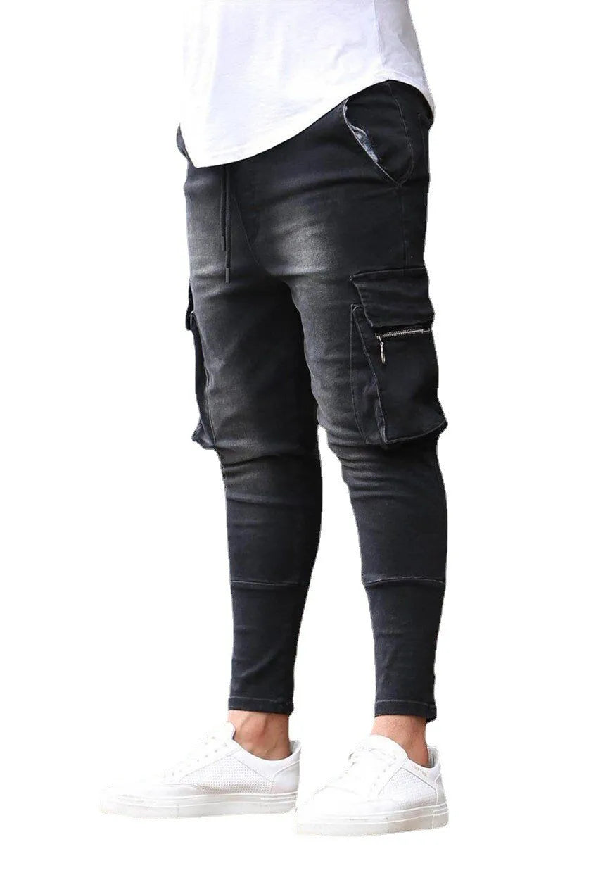 👖 Herren Cargo Jeans – Mittlere Taille, Multi-Taschen, Plus Size & Casual Street Style