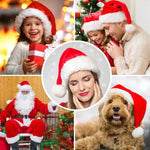 🎅Plüsch Weihnachtsmütze – 6/1 Stück Santa Claus Hüte für Erwachsene & Kinder (Weicher Samt)