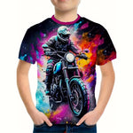 🏍️ 3D Motorrad Kinder T-Shirt – Cooles Sommer Kurzarm Shirt für Jungen