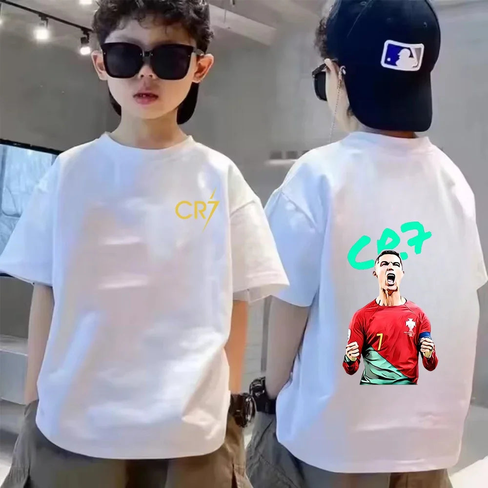 ⚽ CR7 Ronaldo Kinder T-Shirt – Atmungsaktives Baumwoll Sommer Shirt für Jungen & Mädchen