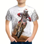 🏍️ 3D Motorrad Kinder T-Shirt – Cooles Sommer Kurzarm Shirt für Jungen