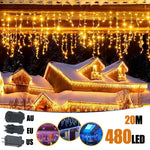 ✨LED Eiszapfen-Lichterkette – 6,5 / 20 m • 200 LEDs • 40 Tropfen • 8 Modi • IP44 wasserdicht