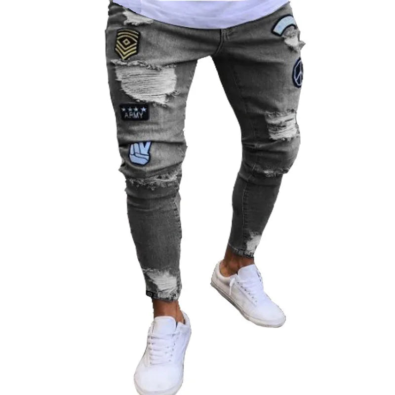 👖 Herren Slim Fit Jeans – Vintage Waschung, Street Style & Zerrissener Denim Look
