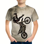 🏍️ 3D Motorrad Kinder T-Shirt – Cooles Sommer Kurzarm Shirt für Jungen