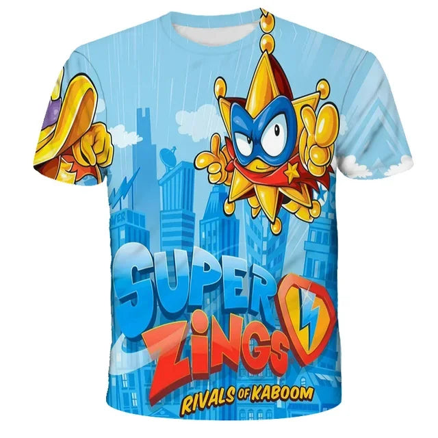 🦸‍♂️ SuperZings Kinder T-Shirt – Buntes Anime & Spiel Streetwear Shirt für Jungen & Mädchen