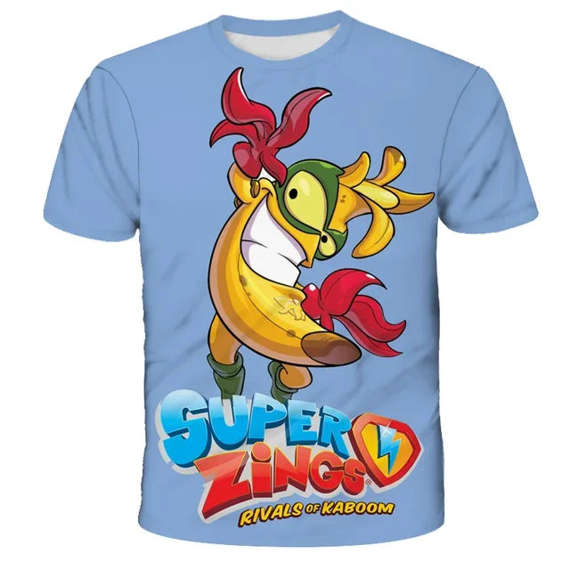🦸‍♂️ SuperZings Kinder T-Shirt – Buntes Anime & Spiel Streetwear Shirt für Jungen & Mädchen
