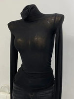 👗Rollkragen Langarm Mesh Top – Elastisch, Figurbetont & Sexy Dünn