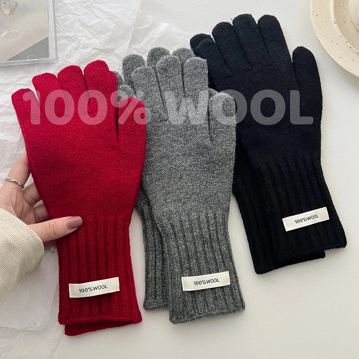 🍁 Unisex Touchscreen-Handschuhe aus 100 % Wolle – Warme Strickhandschuhe🧤