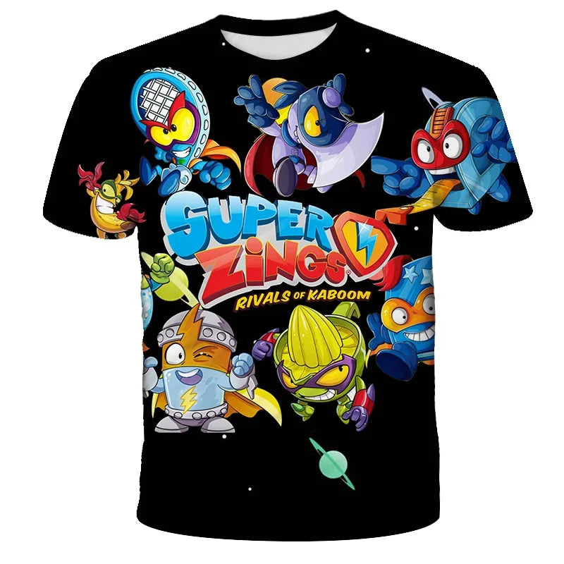 🦸‍♂️ SuperZings Kinder T-Shirt – Buntes Anime & Spiel Streetwear Shirt für Jungen & Mädchen