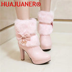 Elegante Damen Winter High-Heel Fellstiefel