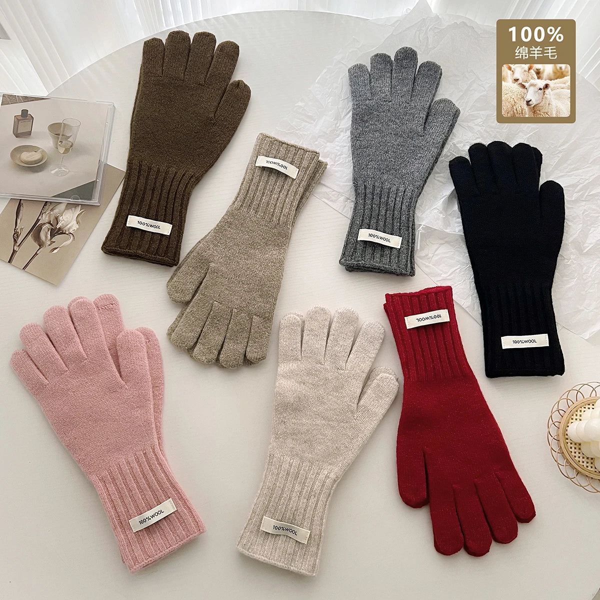 🍁 Unisex Touchscreen-Handschuhe aus 100 % Wolle – Warme Strickhandschuhe🧤