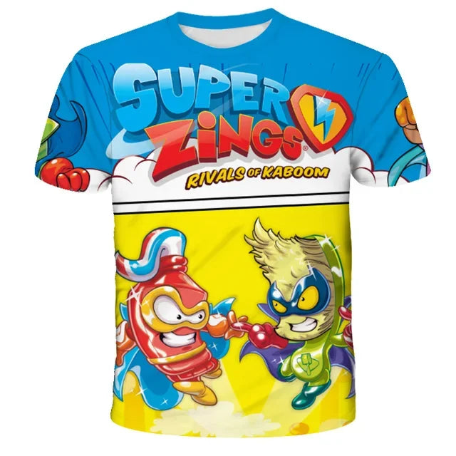 🦸‍♂️ SuperZings Kinder T-Shirt – Buntes Anime & Spiel Streetwear Shirt für Jungen & Mädchen