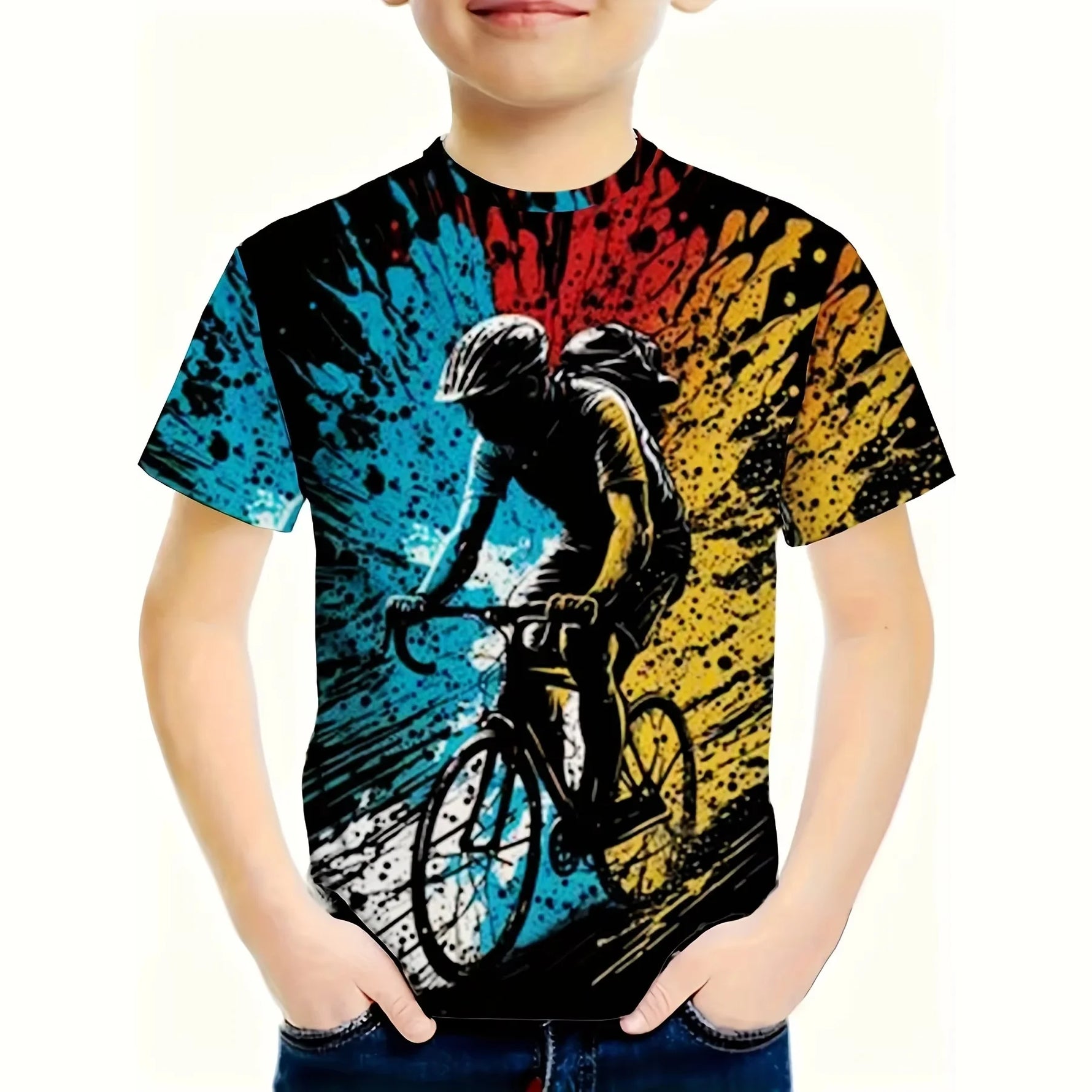 🏍️ 3D Motorrad Kinder T-Shirt – Cooles Sommer Kurzarm Shirt für Jungen