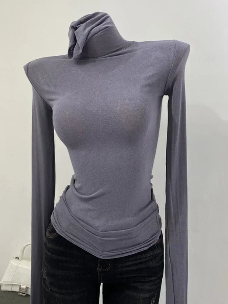 👗Rollkragen Langarm Mesh Top – Elastisch, Figurbetont & Sexy Dünn