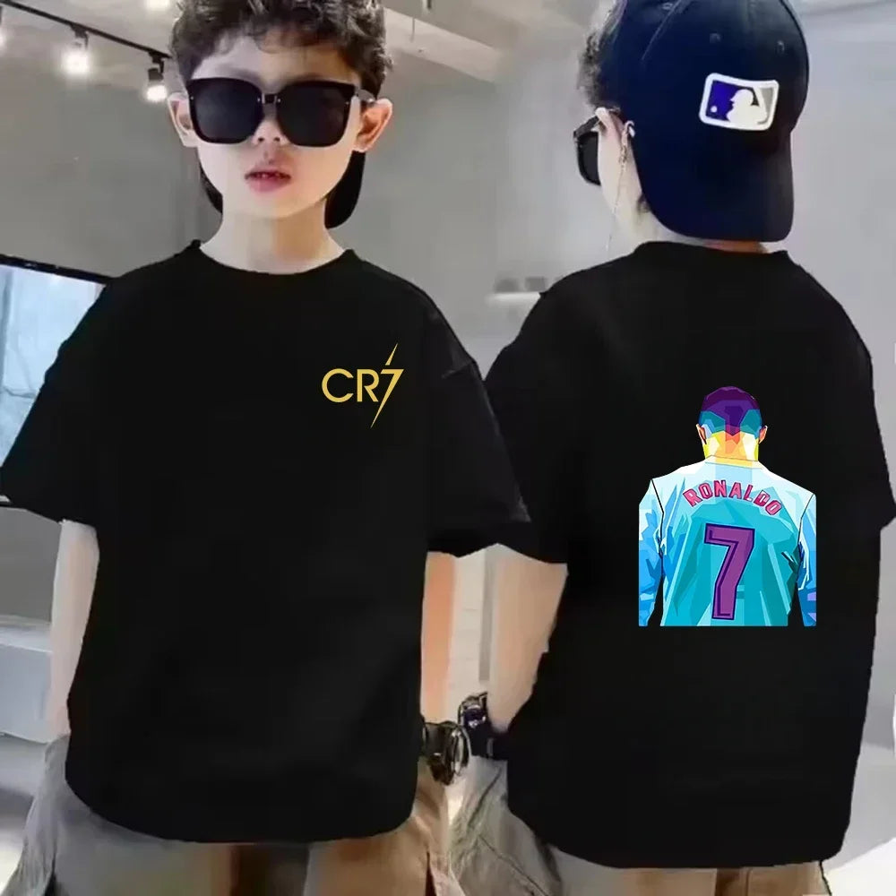 ⚽ CR7 Ronaldo Kinder T-Shirt – Atmungsaktives Baumwoll Sommer Shirt für Jungen & Mädchen