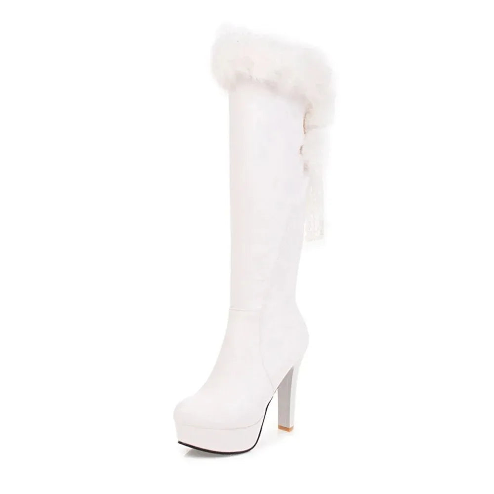 👢Kniehohe Damen- Fellstiefel- Stiletto