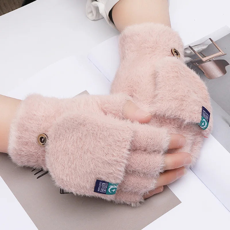 ❄️Plüsch Fingerlose Winterhandschuhe – warm, weich & klappbar für Damen
