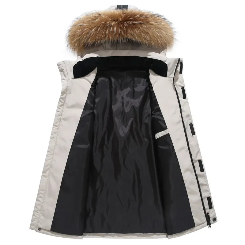 👇Herren Daunen-Winterjacke – Steppjacke mit abnehmbarer Kapuze