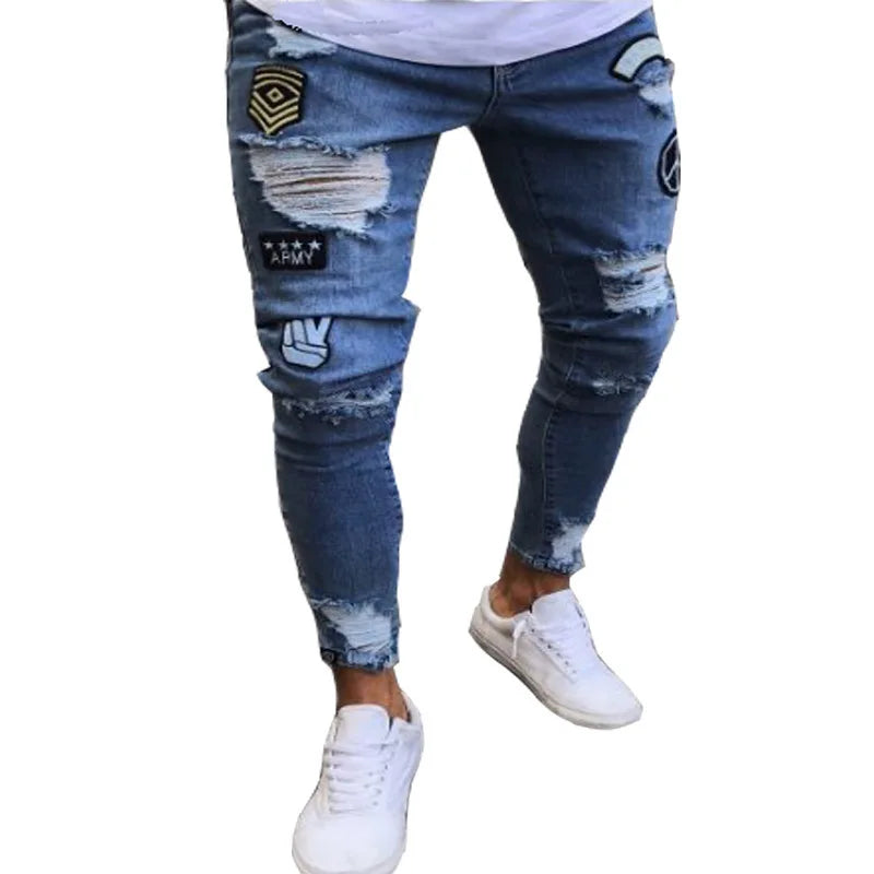 👖 Herren Slim Fit Jeans – Vintage Waschung, Street Style & Zerrissener Denim Look