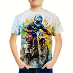 🏍️ 3D Motorrad Kinder T-Shirt – Cooles Sommer Kurzarm Shirt für Jungen