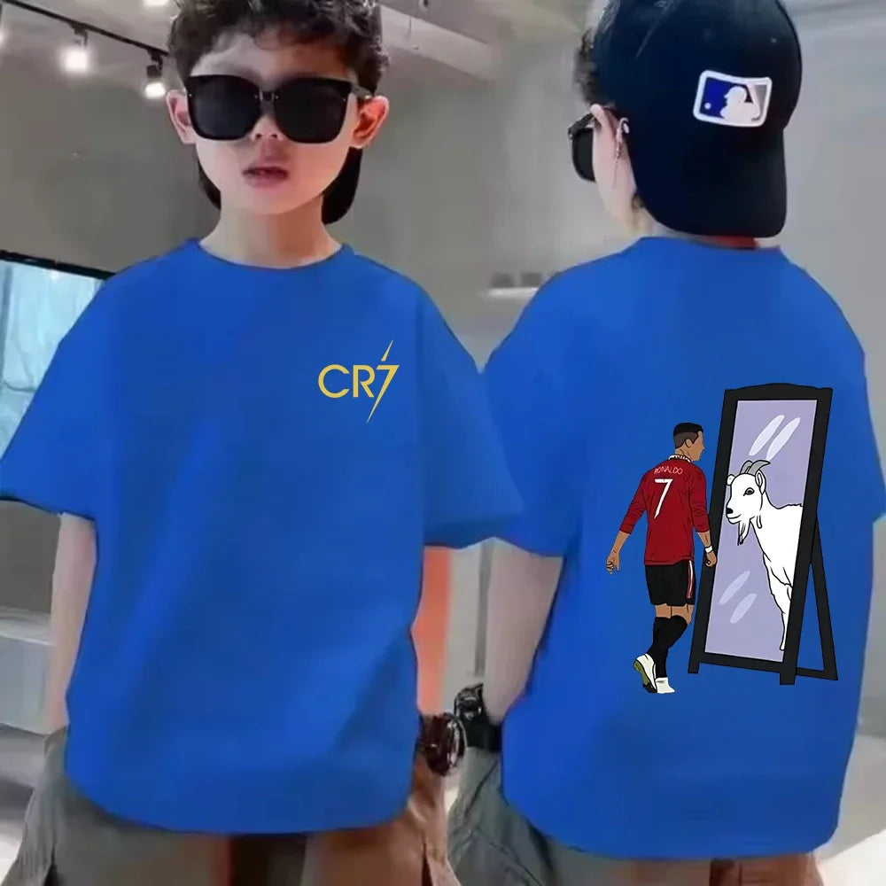 ⚽ CR7 Ronaldo Kinder T-Shirt – Atmungsaktives Baumwoll Sommer Shirt für Jungen & Mädchen