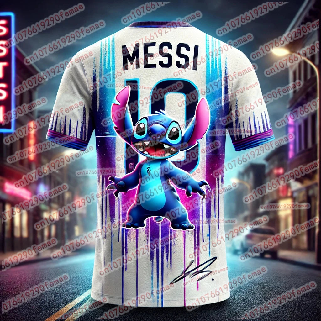 ⚽ Stitch & Messi Kinder/Erwachsenen T-Shirt – Schnelltrocknendes Sport Shirt für alle